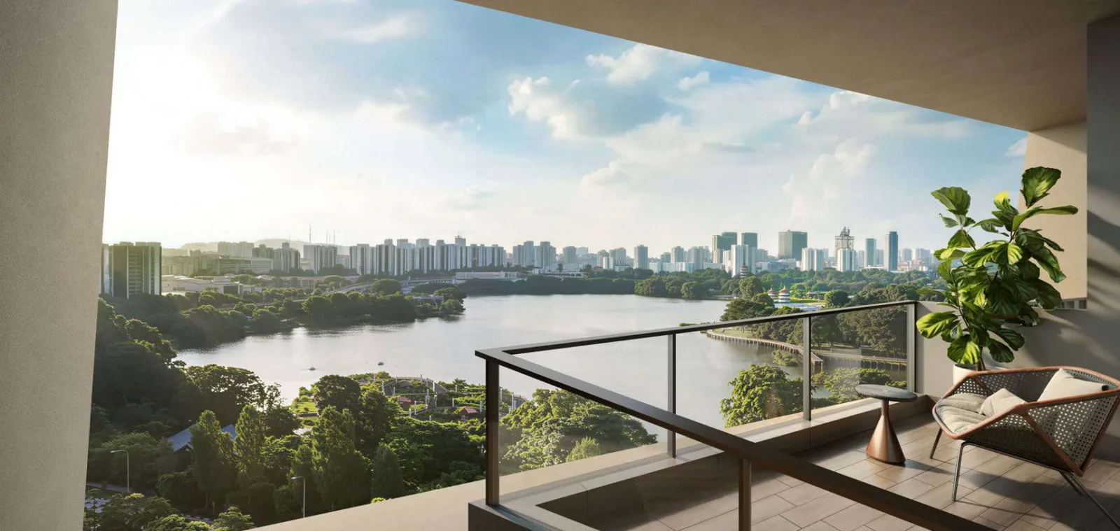 View towards Jurong Lake Gardens from a Lucerne Grand balcony